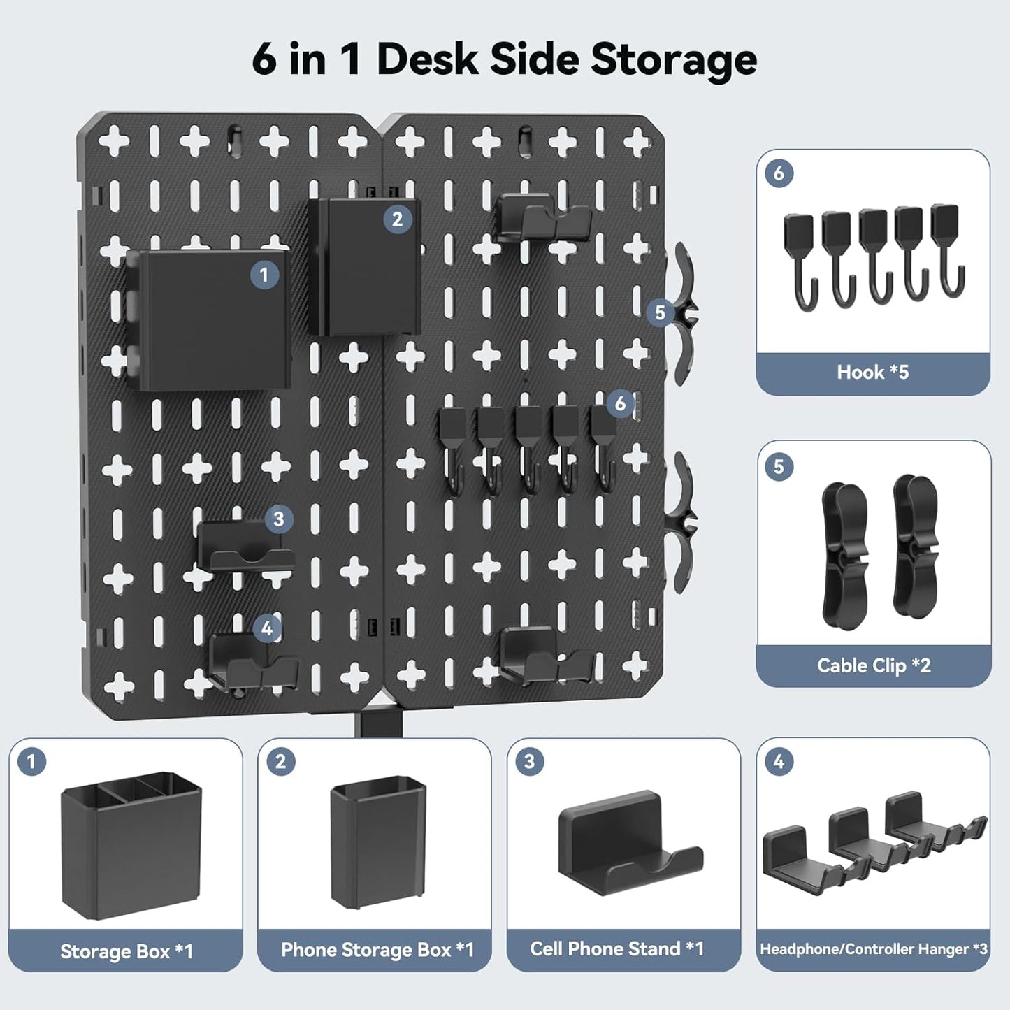 7 in 1 Clamp-on Desk Pegboard