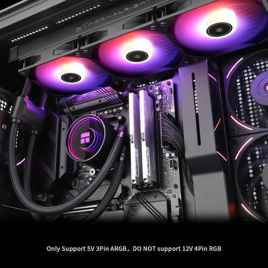 Thermalright Frozen Notte 360 Black & White ARGB V2 Water Cooling CPU Cooler, 360 Black CPU Cooler Specifications, 3×120mm PWM Fans, S-FDB Bearings, Suitable for AMD/AM4, Intel LGA 1700/1150/1151/1200/2011
