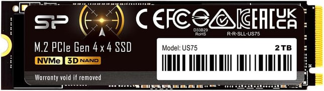 Silicon Power 2TB US75 Nvme PCIe Gen4 M.2 2280 SSD R/W Up to 7,000/6,500 MB/s, Compatible with PlayStation 5