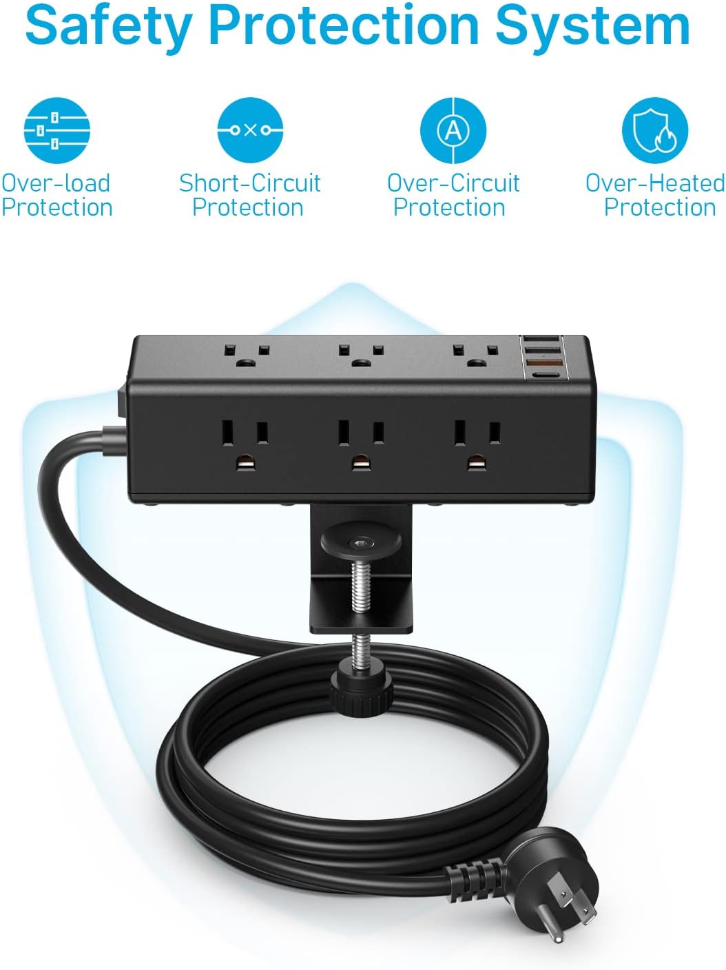 CCCEI Desk Clamp Power Strip