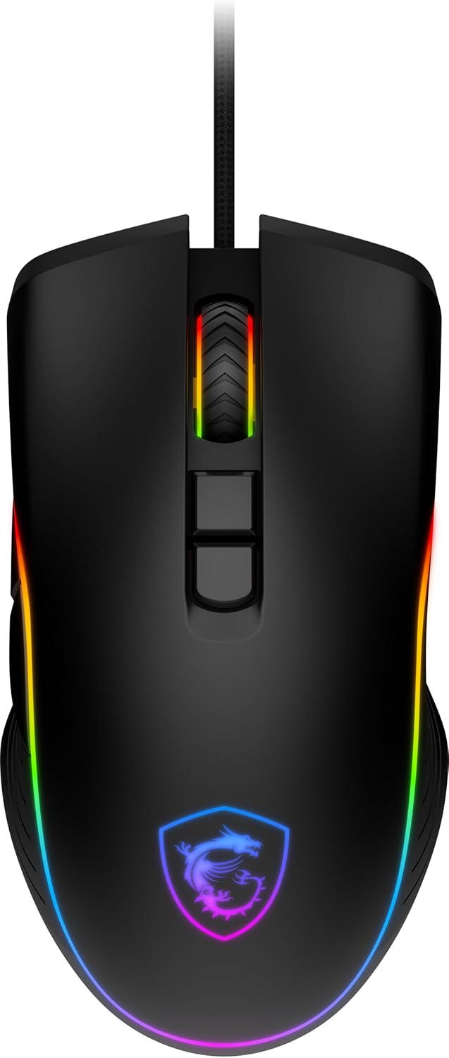 MSI Forge GM300 Lightweight Gaming USB RGB Adjustable up to 7200 DPI Desktop Laptop Gaming Mouse,Black