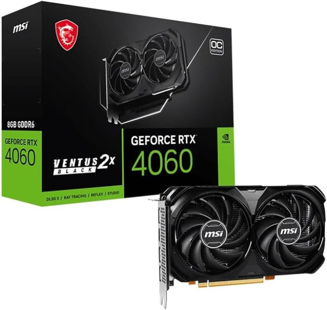 MSI GeForce RTX 4060 Ventus 2X Black 8G OC Gaming Graphics Card - 8GB