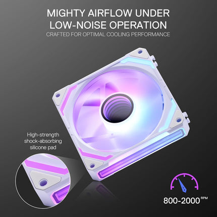Redragon GCF012 Reverse 120mm PC Case Fan, 3 Pack, White