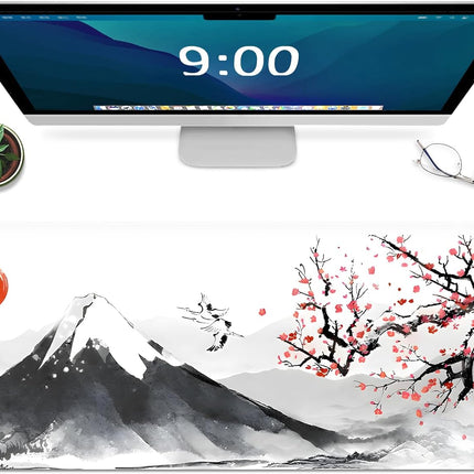 Galdas Gaming Mouse Mat Forest Background Pattern XXL XL Large Mouse Mat Long Extended Mouse Pad Desk Mat Non-Slip Rubber Mice Pads Stitched Edges Thin Pad (Ink and Wash)