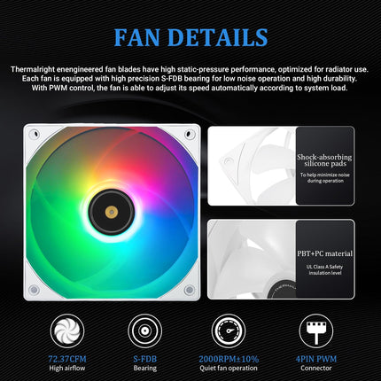 Thermalright Frozen Notte 360 Black & White ARGB V2 Water Cooling CPU Cooler, 360 Black CPU Cooler Specifications, 3×120mm PWM Fans, S-FDB Bearings, Suitable for AMD/AM4, Intel LGA 1700/1150/1151/1200/2011