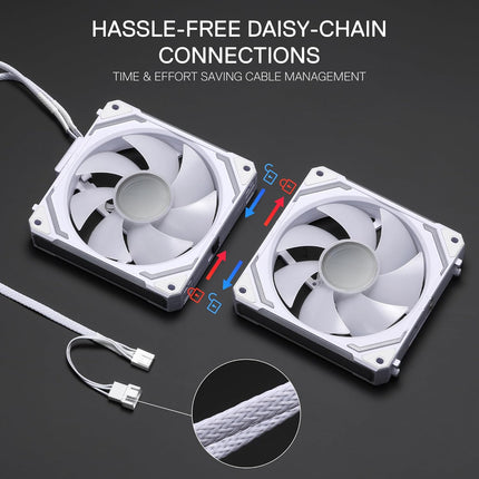 Redragon GCF012 Reverse 120mm PC Case Fan, 3 Pack, White
