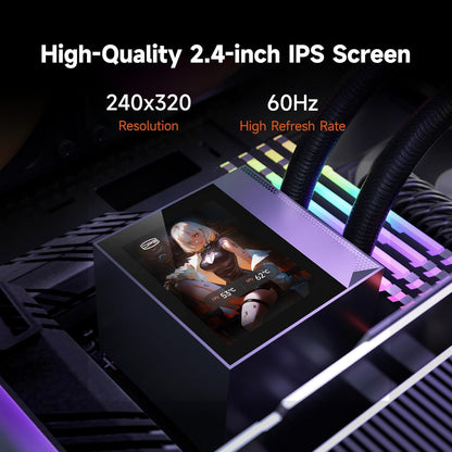 PCCOOLER CPU Cooler, 360mm AIO Liquid Cooling, High-Performance Pump, 2.4” IPS Display, CPS ARGB Water Cooling with Quiet F5 R120 Fans(DC360 Black)