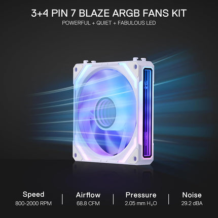 Redragon GCF012 Reverse 120mm PC Case Fan, 3 Pack, White