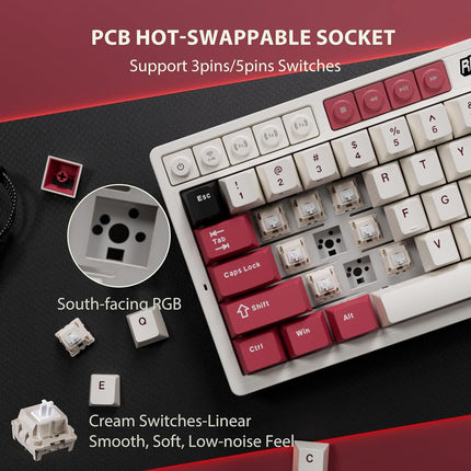 RK ROYAL KLUDGE M65 Wireless Mechanical Keyboard with Volume Knob, 60%