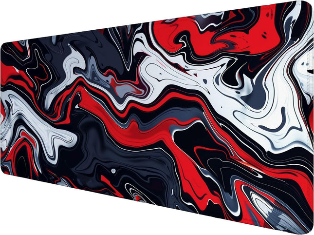 Red Marble Fluid Gaming Mouse Pad Desk Pad Abstract Black White Mousepad XL Large Gaming Mouse Pad Laptop Keyboard Mat Desk Pad Office Home Decor