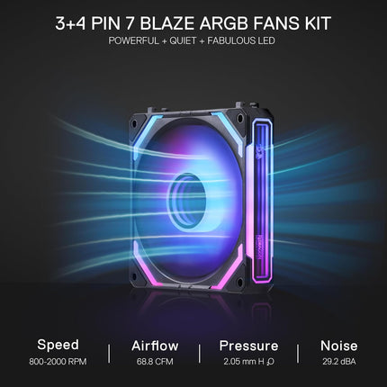 Redragon GCF012 Reverse 120mm PC Case Fan, 3 Pack, Black