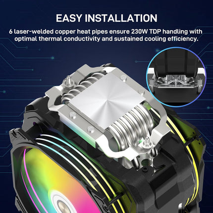 ALSEYE M120D Plus CPU Cooler with Temperature Display,