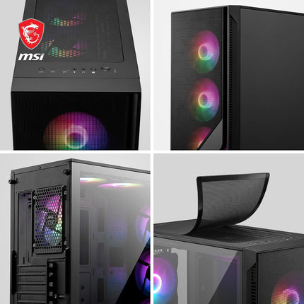 MSI MAG Forge 120A Airflow Premium Gaming PC Case: Auto RGB Fan, Vertical GPU Bracket, Side Air Vents, 360mm Radiator Support, 4mm Thick Tempered Glass, Supports Up to 8 Fans