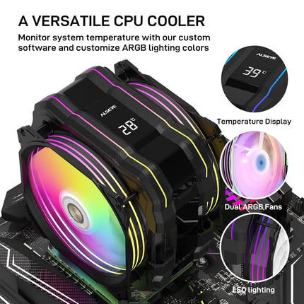 ALSEYE M120D Plus CPU Cooler with Temperature Display,