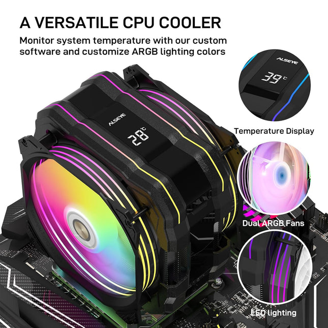 ALSEYE M120D Plus CPU Cooler with Temperature Display,