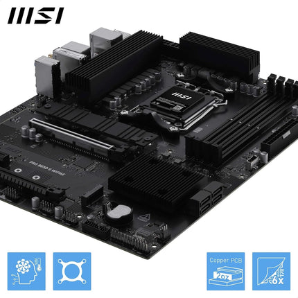 MSI PRO B850-S WIFI6E Motherboard, ATX - Supports AMD Ryzen 9000/8000 / 7000 Processors, AM5 - DDR5 Memory Boost (8200+ MT/s OC), PCIe 4.0 x16, M.2 Gen5, Wi-Fi 6E, 2.5G LAN