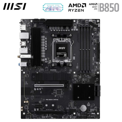 MSI PRO B850-S WIFI6E Motherboard, ATX - Supports AMD Ryzen 9000/8000 / 7000 Processors, AM5 - DDR5 Memory Boost (8200+ MT/s OC), PCIe 4.0 x16, M.2 Gen5, Wi-Fi 6E, 2.5G LAN