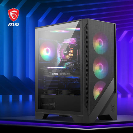 MSI MAG Forge 120A Airflow Premium Gaming PC Case: Auto RGB Fan, Vertical GPU Bracket, Side Air Vents, 360mm Radiator Support, 4mm Thick Tempered Glass, Supports Up to 8 Fans
