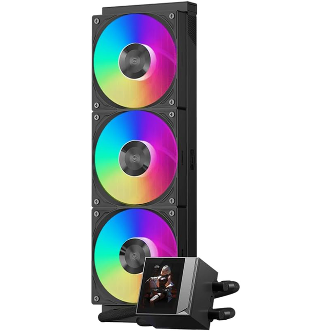 PCCOOLER CPU Cooler, 360mm AIO Liquid Cooling, High-Performance Pump, 2.4” IPS Display, CPS ARGB Water Cooling with Quiet F5 R120 Fans(DC360 Black)