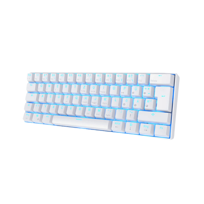 RK ROYAL KLUDGE RK61 Wireless 60% Triple Mode BT5.0/2.4G/USB-C Mechanical Keyboard, 61 Keys Wireless Mechanical Keyboard, Compact Gaming Keyboard with Software (Hot Swappable Red Switch, White)
