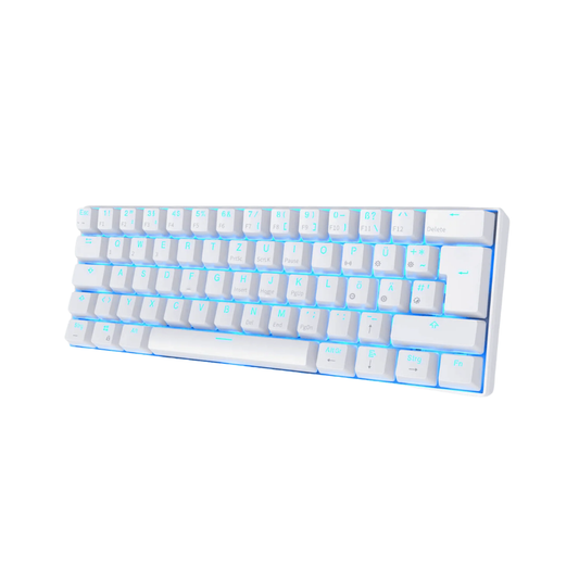RK ROYAL KLUDGE RK61 Wireless 60% Triple Mode BT5.0/2.4G/USB-C Mechanical Keyboard, 61 Keys Wireless Mechanical Keyboard, Compact Gaming Keyboard with Software (Hot Swappable Red Switch, White)