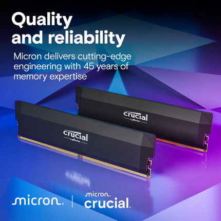 Crucial Pro DDR5-6000 32GB Kit (16GBx2) UDIMM: OC Gaming Memory Black